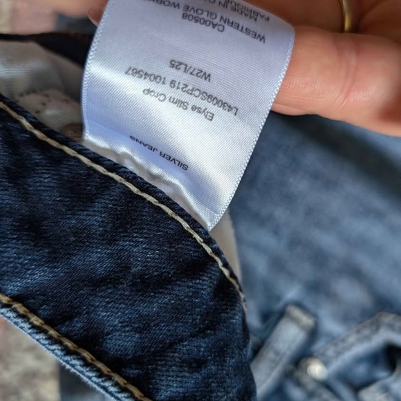 Silver Jeans Blue Cropped Ankle Denim Elyse Medium Wash Crop Size 27 Stretchy - Picture 6 of 9